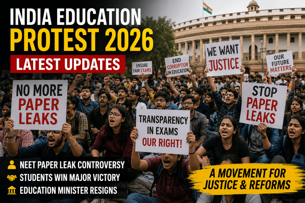 India Education Protest 2026: Latest Updates, Minister Resigns After NEET Paper Leak Movement